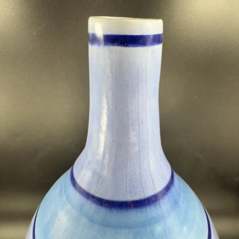 Vintage Mexican Pottery Jug‎ Tall Vase Hand Painted Stoneware Decor Marked VTG